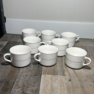 Vintage Tienshan Fine China Classic Gold Set of 8 Coffee Cups
